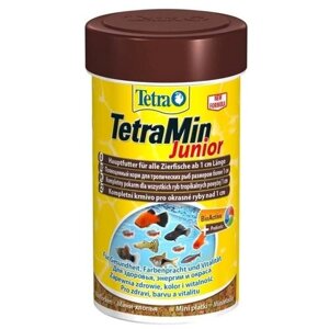 TetraMin Junior 139770 Корм для тропических аквариумных рыб, для мальков (от 1 см) всех видов рыб 100мл, мини хлопья