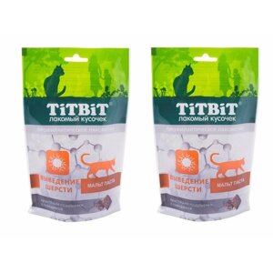 Titbit Лакомство для кошек Хрустящие подушечки с говядиной для выведения шерсти, 60 г, 2 уп