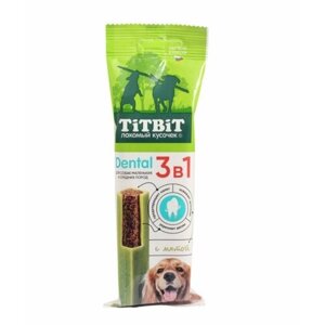 Titbit Лакомство для собак маленьких и средних пород Dental 3в1 с мятой, 110 г, 6 уп