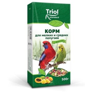 Triol корм Standard с фруктами для мелких и средних попугаев, 500 г