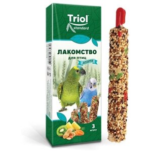Triol лакомство для птиц Standard Ассорти (с фруктами, овощами и орехами), упаковка 3 шт), 75 г