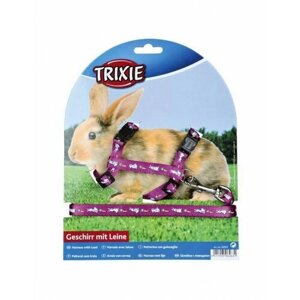 TRIXIE шлейка для кроликов, с поводком, нейлон с рисунком, 10 мм/1,2 м цвет в ассортименте (1 шт)