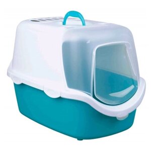 Туалет-домик для кошки "Vico Open Top", 40x40x56 см, цвет: синий, белый