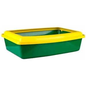 Туалет Вака глубокий с бортиком зеленый для кошек /43 х 32,5 х 12 см/