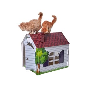 Улучшенный картонный домик для кошек и собак из TикТок TikTok, и когтеточка для кошек 207-010, картонный домик для кошки, лежанка для собак Maskbro