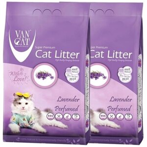 VAN CAT LAVENDER наполнитель комкующийся для туалета кошек с ароматом лаванды (10 + 10 кг)