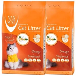 VAN CAT ORANGE наполнитель комкующийся для туалета кошек с ароматом апельсина (10 + 10 кг)