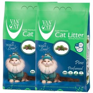 VAN CAT PINE наполнитель комкующийся для туалета кошек с ароматом соснового леса (10 + 10 кг)