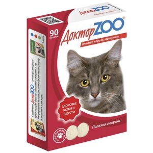 Витамины Доктор ZOO для кошек Здоровье кожи и шерсти с биотином и таурином , 90 таб.