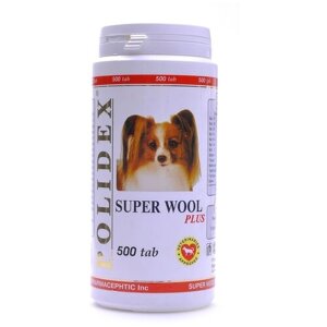 Витамины Polidex Super Wool plus для собак , 500 таб.