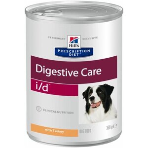 Влажный диетический корм для собак (консерва) Hill's Prescription Diet i/d Digestive Care при расстройствах пищеварения, жкт, с индейкой, 360 г