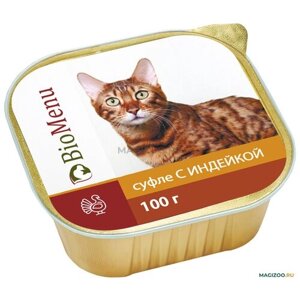 Влажный корм для кошек BioMenu Суфле с индейкой 100 г