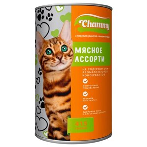 Влажный корм для кошек Chammy с мясным ассорти 415 г (кусочки в соусе)