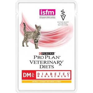Влажный корм для кошек Pro Plan Veterinary Diets Diabetes Management DM Diabetes Management, при сахарном диабете, с курицей 85 г (кусочки в соусе)