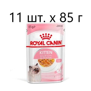 Влажный корм для котят Royal Canin Kitten, 11 шт. х 85 г (кусочки в желе)