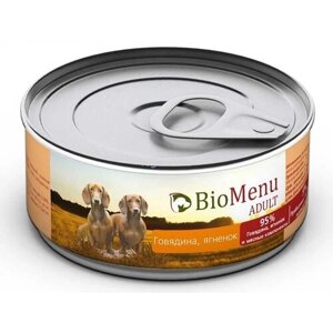 Влажный корм для собак BioMenu говядина, ягненок 1 уп. х 1 шт. х 100 г