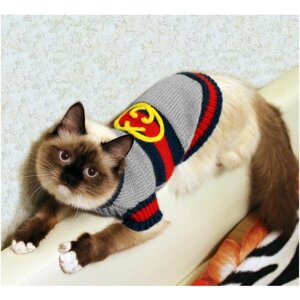 Вязаный шерстяной свитер для собак мини пород и кошек в стиле Гуччи (Handmade) / XL (ДС 35см, ОГ 35см)