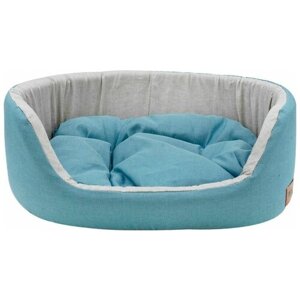 ZOOexpress «Эколен» лежанка овальная с подушкой, голубая, 43х30х16 см