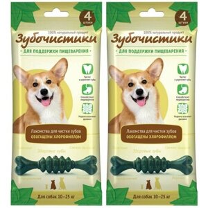 Зубочистики для собак 10-25 кг Мятные с хлорофилом 4 шт в уп, 2 уп