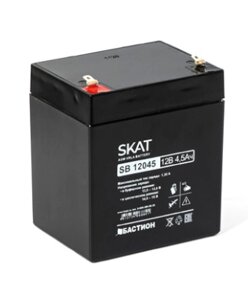 Аккумулятор Бастион SKAT SB 12045 свинцово-кислотный тип AGM 12V 4,5Ач Iзар. 1,35А, ножевые клеммы