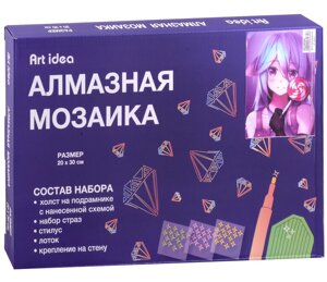 Алмазная мозаика на подрамнике "Аниме. Девушка с леденцом", 20 х 30 см