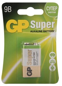 Батарейка GP Super Alkaline 1604A 6LF22 9V, 1шт, 0.55Ah, size E Крона