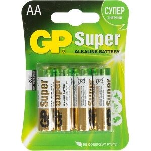 Батарейки "GP Super Alkaline", AA, 4 штуки