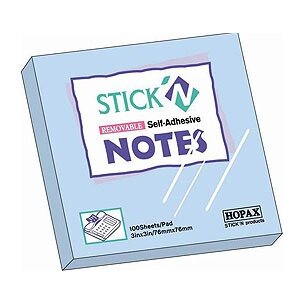 Блок для записей Stick`n Neon notes, голубой, 7.6 х 7.6 см