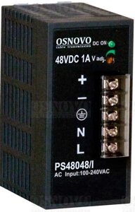 Блок питания OSNOVO PS-48048/I Промышленный . 1 выход: DC48V, 1A (48W). Диапазон входных напряжений: AC100-240V. КПД: 83%Защита от короткого замыкан