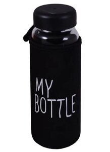 Бутылка в чехле My bottle/Май ботл черная (стекло) (500мл)