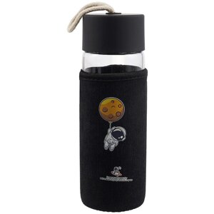 Бутылка в чехле вельвет Космонавт и Луна (стекло) (350мл) (12-7599-BSQ-303)