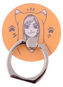 Держатель-кольцо для телефона Аниме Девушка в капюшоне комикс (металл) (коробка)
