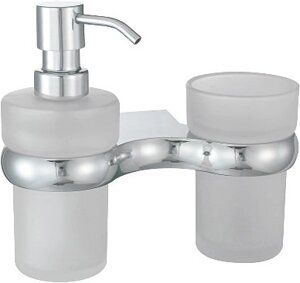 Дозатор для жидкого мыла WasserKRAFT Berkel со стаканом для зубных щеток хром