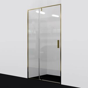 Душевая дверь в нишу Wasserkraft Aisch 100х200 профиль золото стекло прозрачное