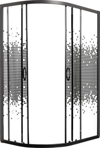 Душевой уголок Мономах 100х70 профиль черный стекло с рисунком