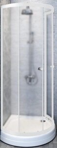 Душевой уголок Radomir Стронг 110х110 профиль белый стекло матовое с низким поддоном