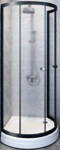 Душевой уголок Radomir Стронг 110х110 профиль черный стекло матовое с низким поддоном