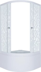 Душевой уголок Triton Стандарт 90х90 Б с поддоном профиль белый стекло с узором мозаика