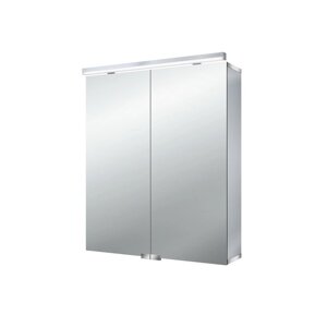 EMCO Pure Зеркальный шкаф 600 мм., LED-подсветка, 2 двери, 2 полки, розетка, без нижней подсветки