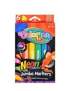 Фломастеры 06цв "Colorino kids JUMBO" неоновые, трехгранные, к/к, подвес, Colorino