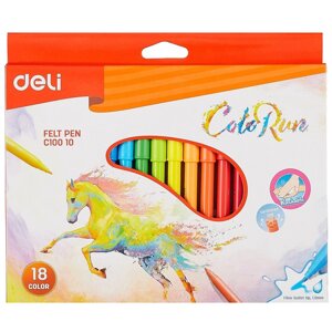 Фломастеры "Color Run" 18цв., к/к, подвес, DELI