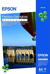 Фотобумага Epson C13S041332 Высококачественная полуглянцевая фотобумага с полимерным покрытием A4,20 листов, 251 г/м2