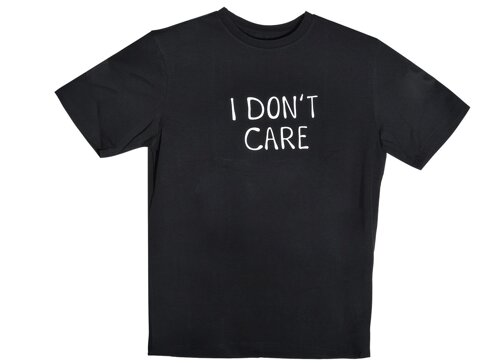 Футболка I don’t care (черная) (текстиль) (one size) (ФЧ2021-009)