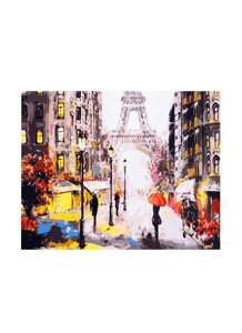 Холст с красками по номерам Дождливый Париж (Х-6554) (30х40см) (18цв) (Рыжий Кот) (3+коробка)