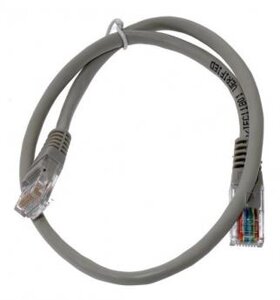 Кабель патч-корд U/UTP 5e кат. 1м. TWT TWT2-45-45-1.0-GY RJ45 - RJ45, 2 пары, серый