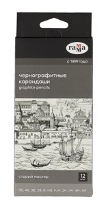 Карандаши ч/гр 12шт "Старый мастер", 5B-5H, к/к, ГАММА