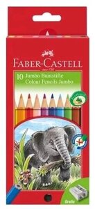 Карандаши цветные 10цв " JUMBO" точилка, к/к, подвес, Faber-Castell