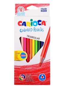Карандаши цветные 12цв "CARIOCA" трёхгранные, с точилкой, к/к, подвес, Universal