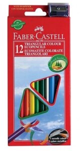 Карандаши цветные 12цв "ЕСО" трехгранные, точилка, к/к, подвес, Faber-Castell