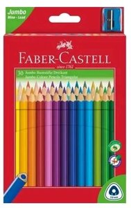 Карандаши цветные 30цв "JUNIOR GRIP" трехгранные, точилка, к/к, подвес, Faber-Castell